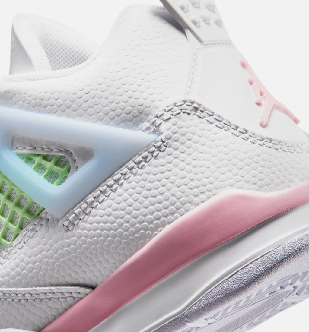 Air Jordan 4 Retro Medium Soft Pink Preschool Lifestyle Shoe – White / Medium Soft Pink / Half Blue