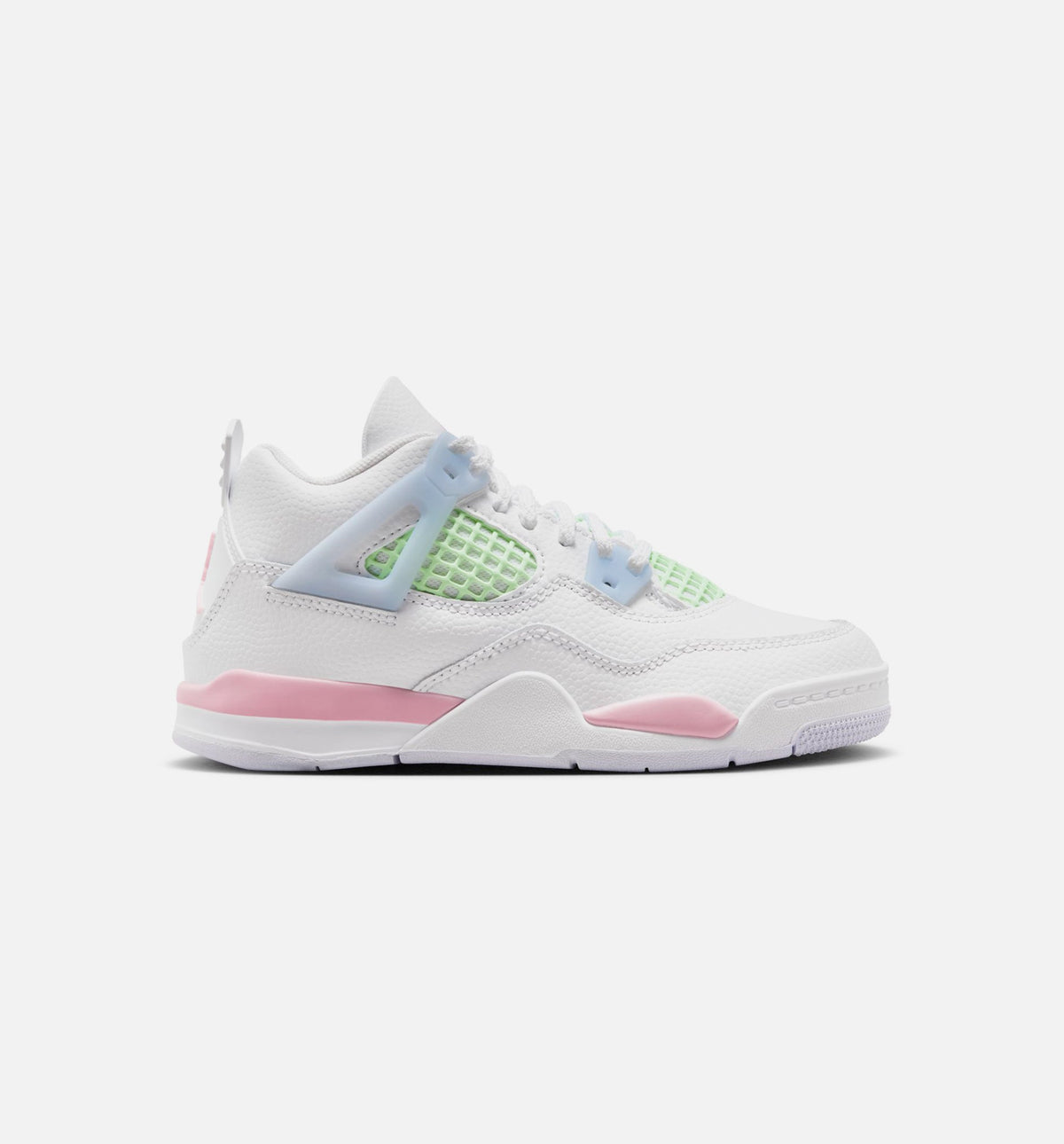 Air Jordan 4 Retro Medium Soft Pink Preschool Lifestyle Shoe – White / Medium Soft Pink / Half Blue