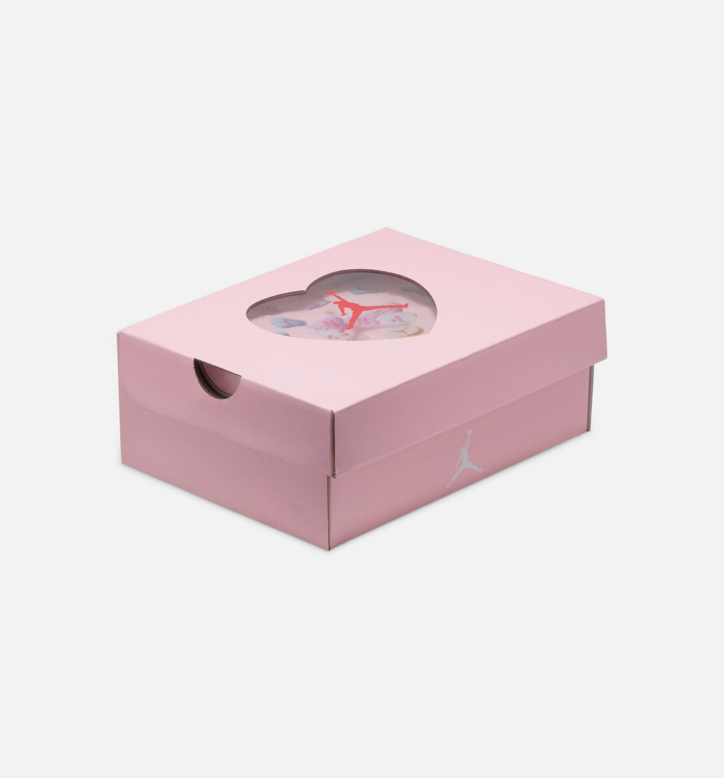 Air Jordan 4 Retro Medium Soft Pink Preschool Lifestyle Shoe – White / Medium Soft Pink / Half Blue