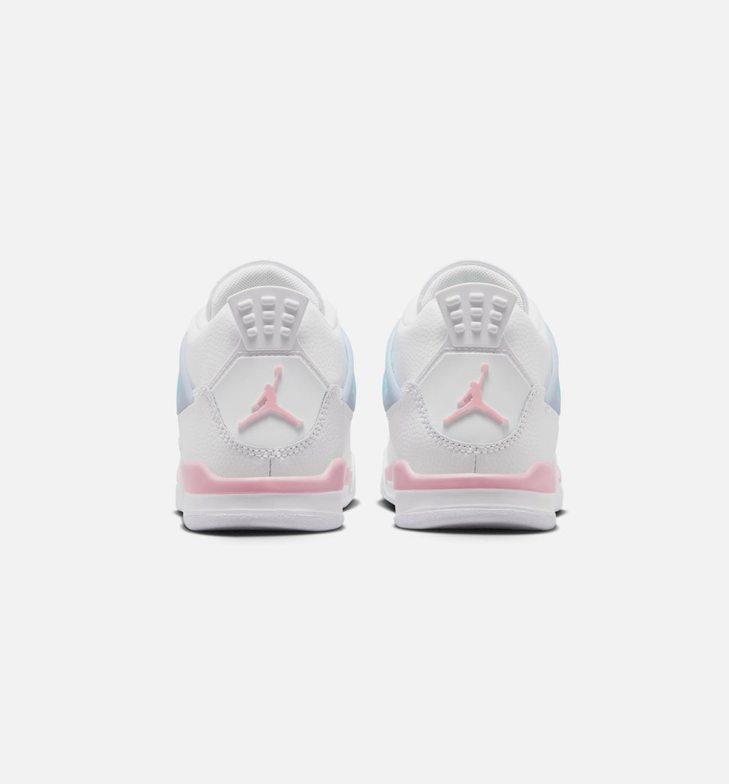 Air Jordan 4 Retro Medium Soft Pink Preschool Lifestyle Shoe – White / Medium Soft Pink / Half Blue
