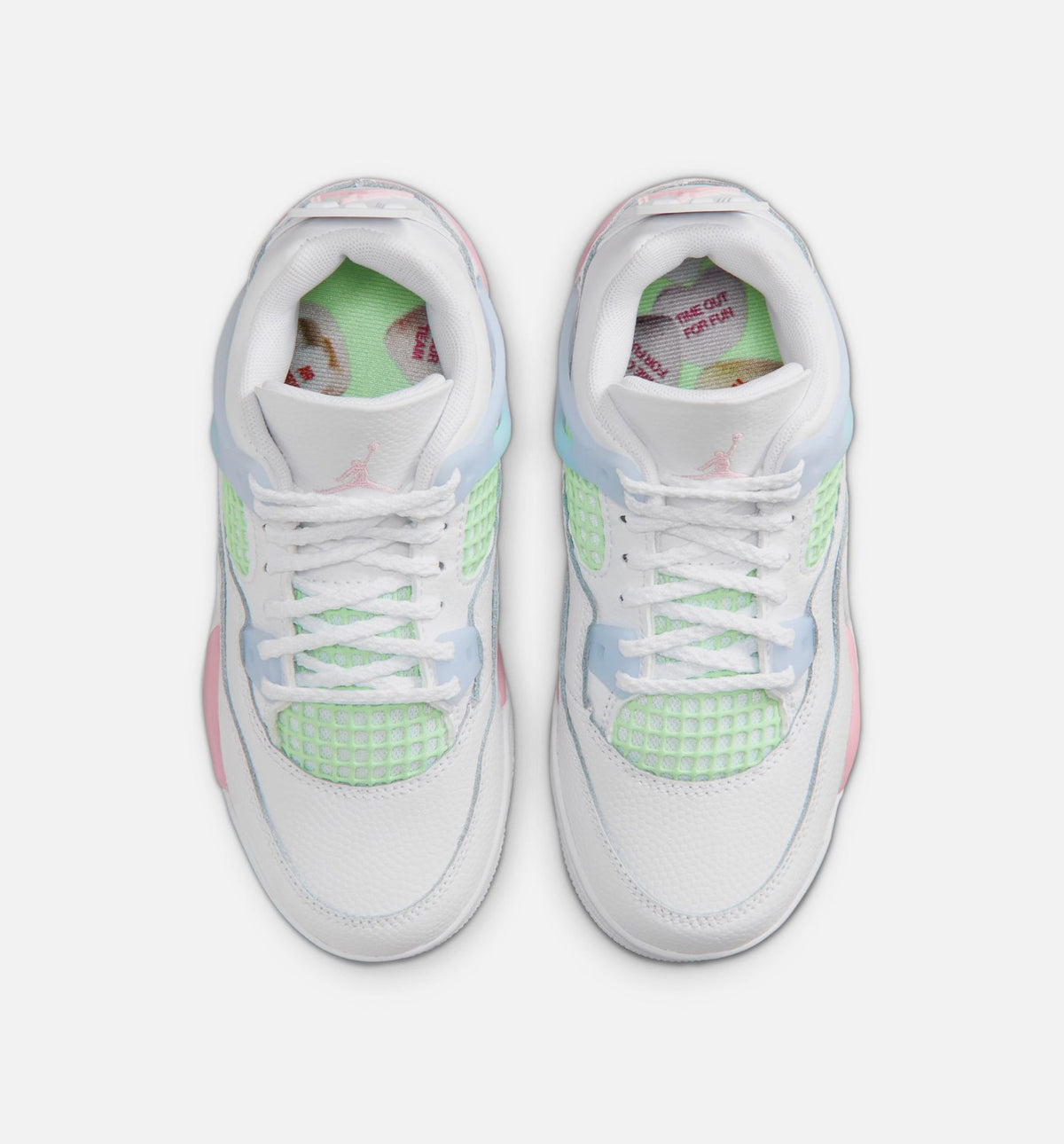 Air Jordan 4 Retro Medium Soft Pink Preschool Lifestyle Shoe – White / Medium Soft Pink / Half Blue