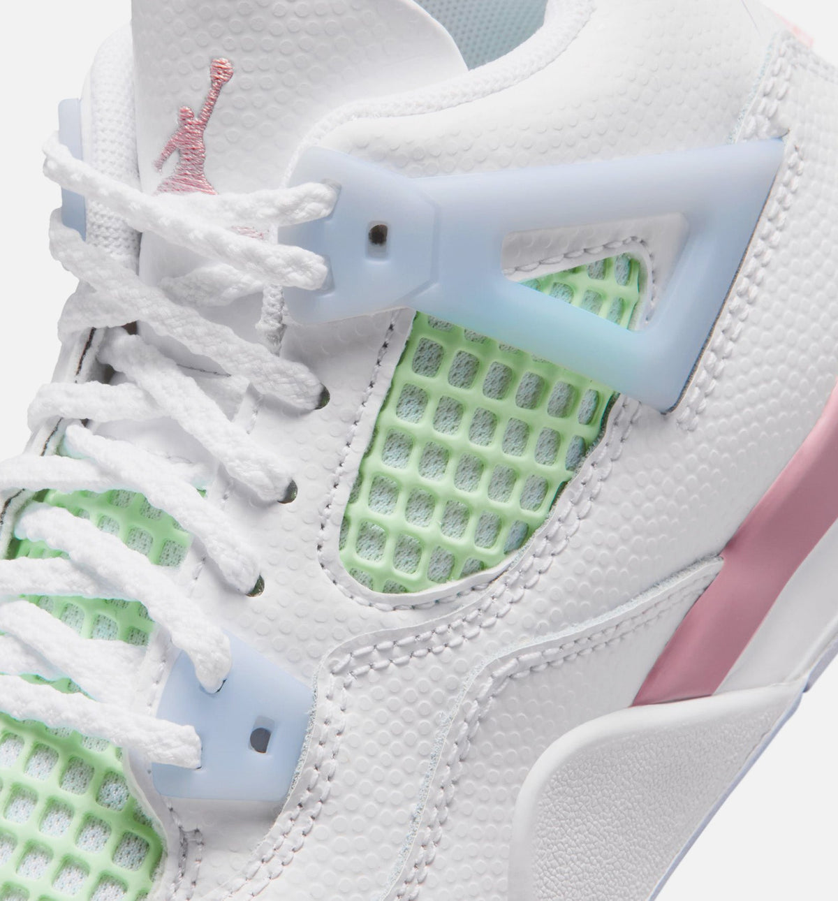 Air Jordan 4 Retro Medium Soft Pink Preschool Lifestyle Shoe – White / Medium Soft Pink / Half Blue