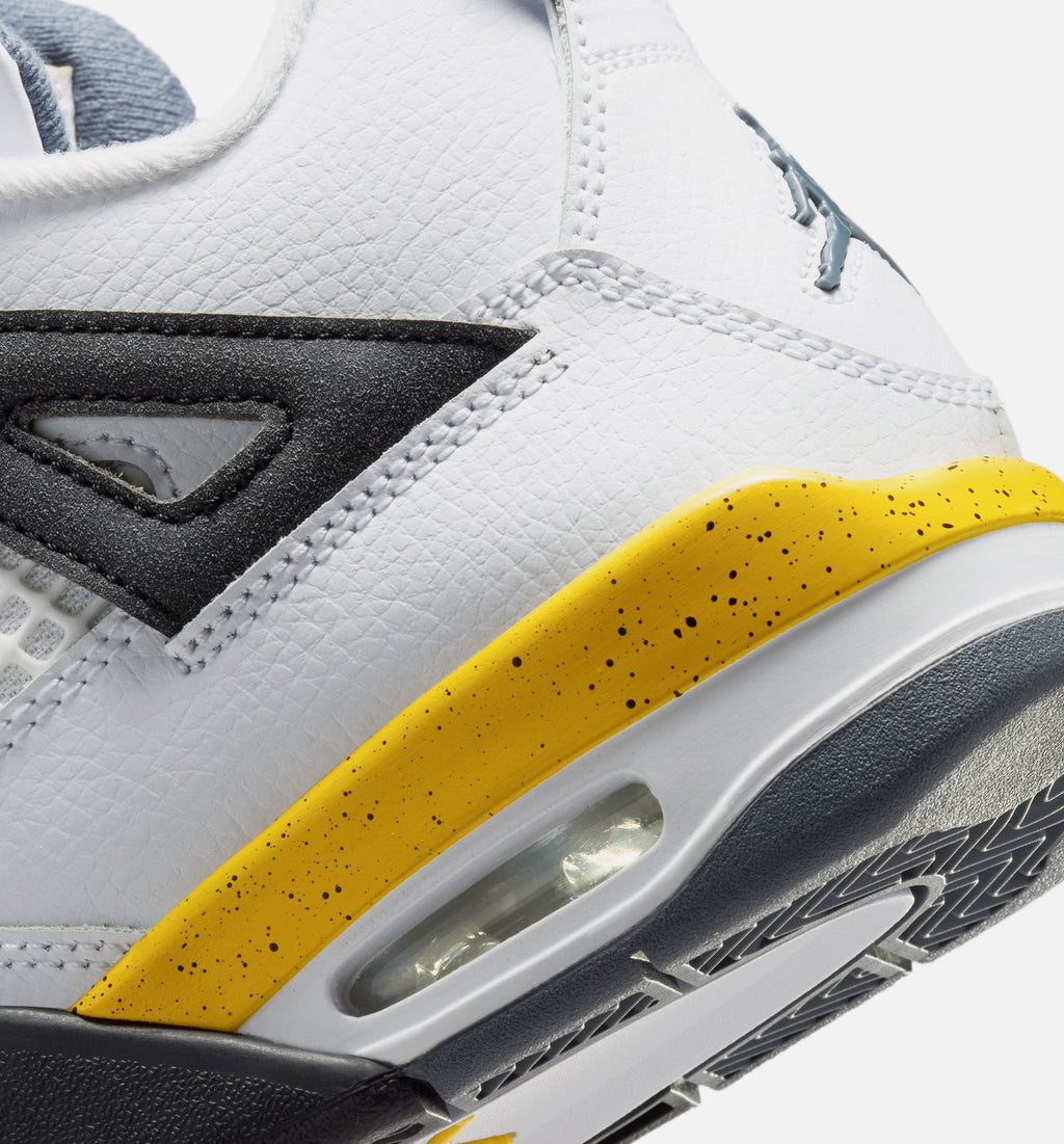 Air Jordan 4 Retro Rare Air Tour Yellow Grade School Lifestyle Shoe – White / Dark Blue Grey / Black / Tour Yellow