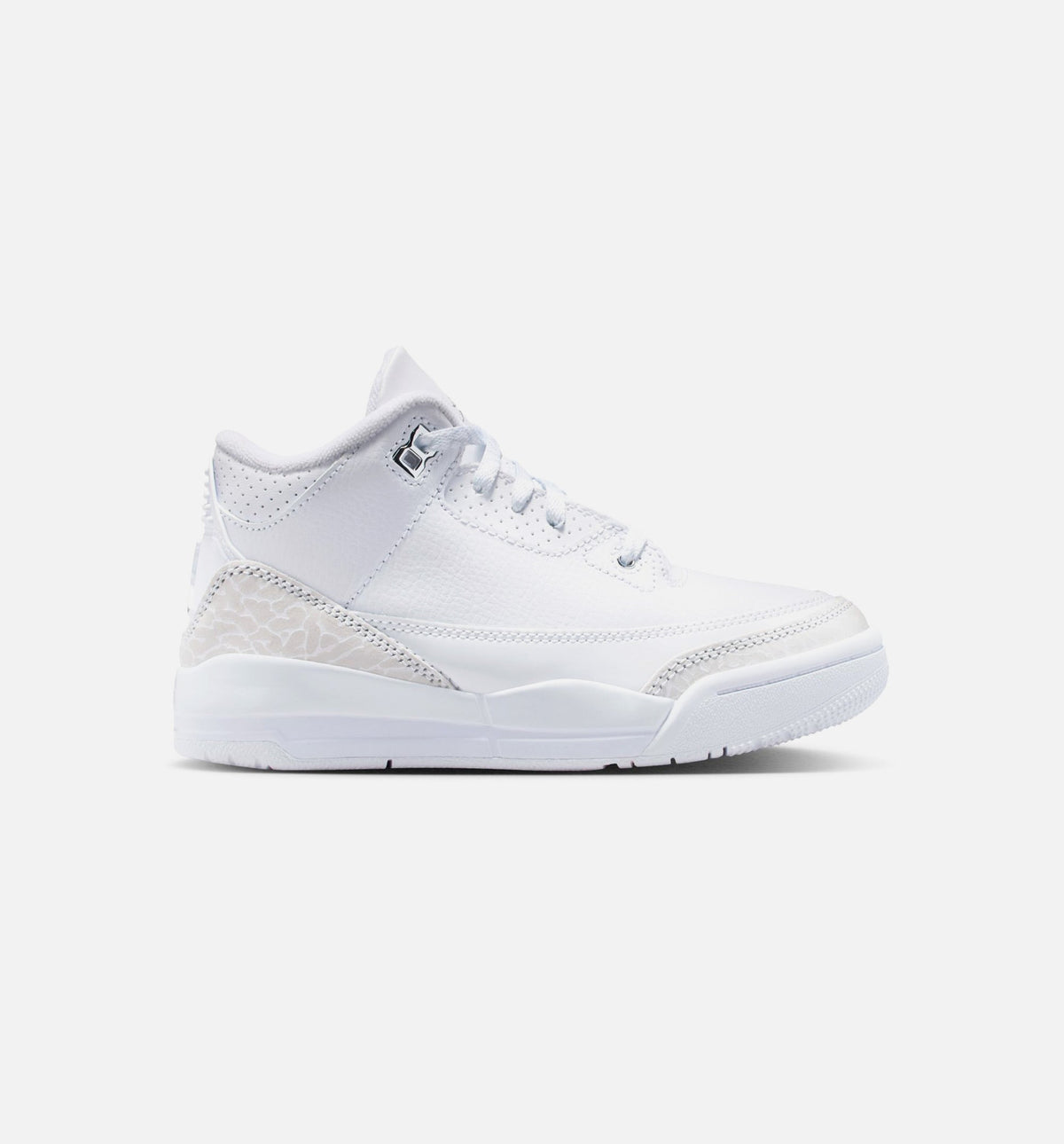 Air Jordan 3 Retro White and Silver Preschool Lifestyle Shoe – White / Metallic Silver