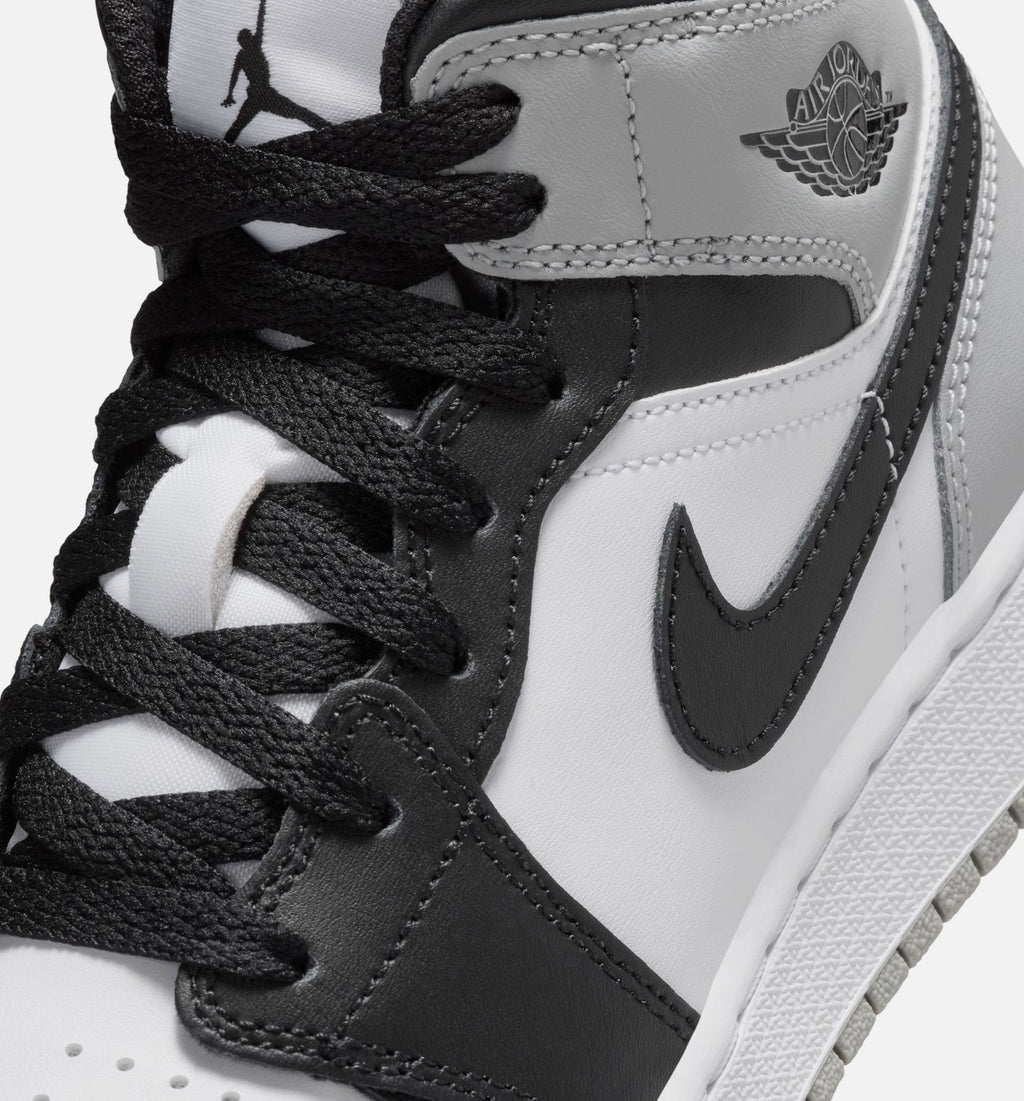 Air Jordan 1 Mid Grade School Lifestyle Shoe – White / Light Smoke Grey / Black