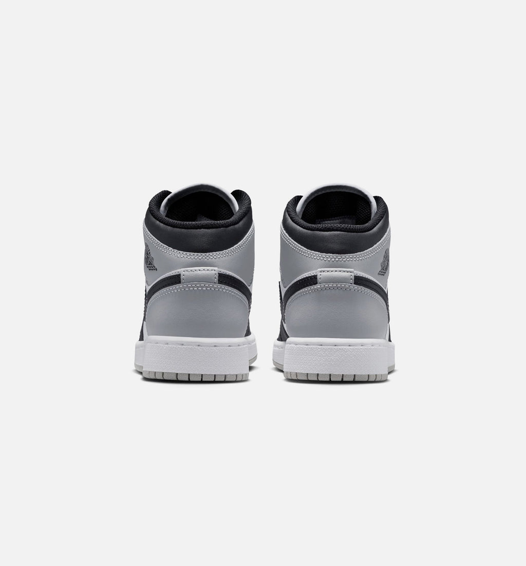 Air Jordan 1 Mid Grade School Lifestyle Shoe – White / Light Smoke Grey / Black