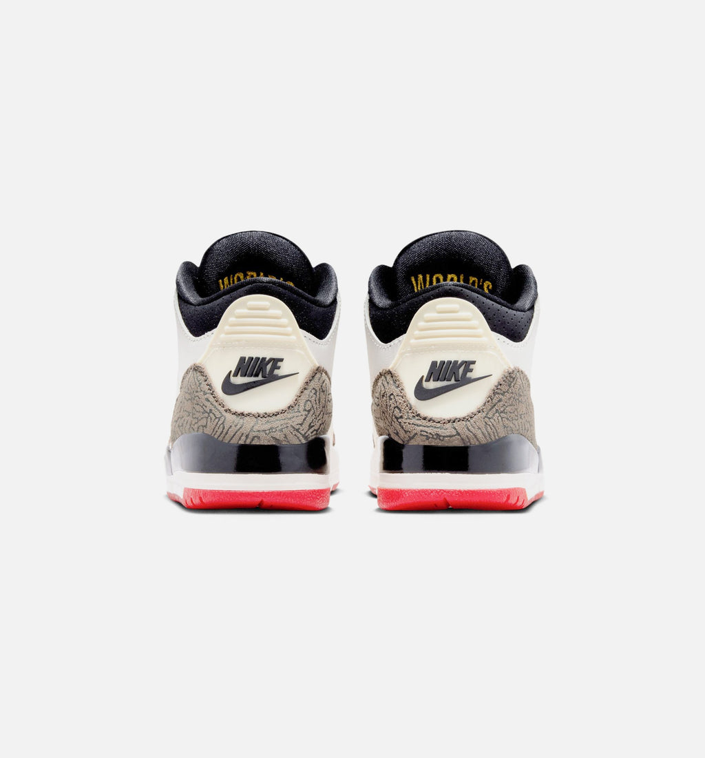 Air Jordan 3 Retro Sail and University Red Preschool Lifestyle Shoe – Sail / Black / University Red / Pale Ivory