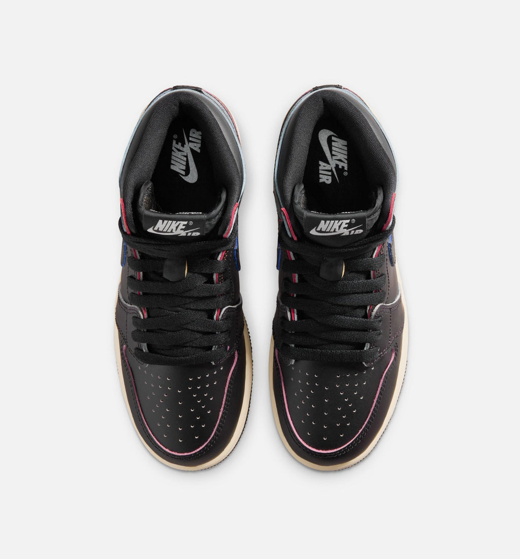 Air Jordan 1 Retro High OG Black and Muslin Grade School Lifestyle Shoe – Black / Muslin