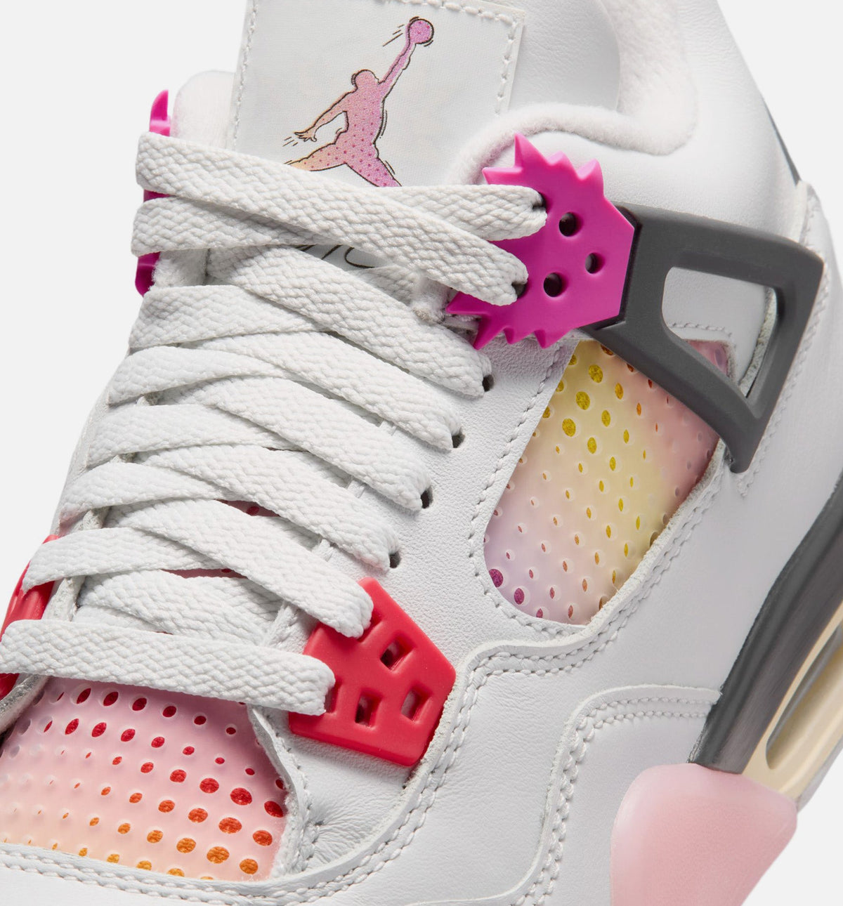 Air Jordan 4 Retro Comic Grade School Lifestyle Shoe – Off White / Fire Pink / Anthracite