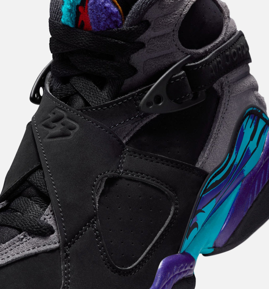 Air Jordan 8 Retro Aqua Grade School Lifestyle Shoe – Black / Multi-Color / Bright Concord