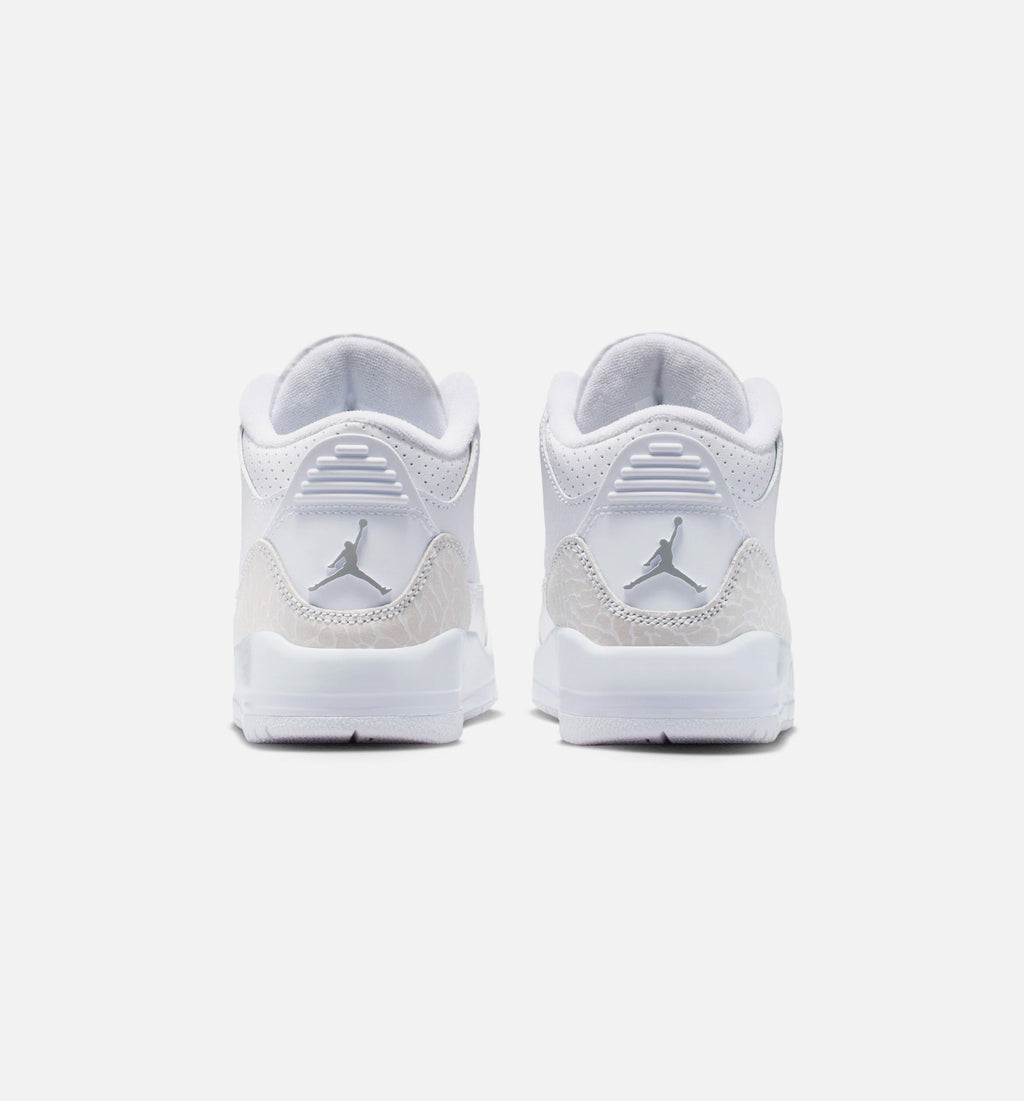 Air Jordan 3 Retro White and Silver Preschool Lifestyle Shoe – White / Metallic Silver