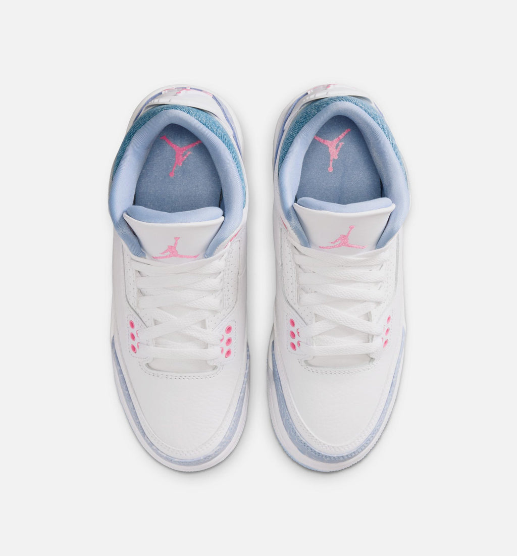 Air Jordan 3 Retro Cobalt Bliss Grade School Lifestyle Shoe – White / Cobalt Bliss / Football Grey / Pink Glow