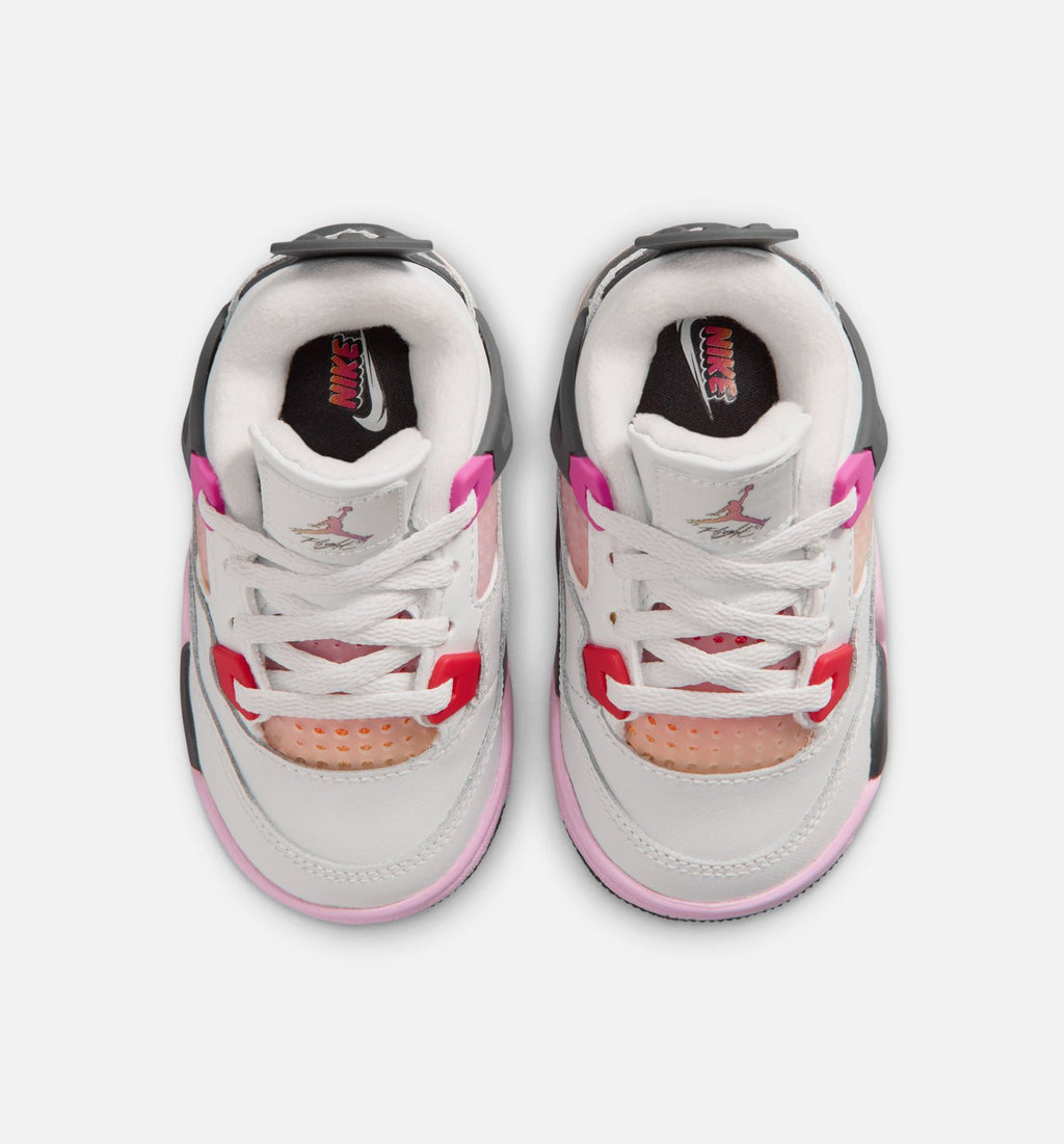 Air Jordan 4 Retro Comic Infant & Toddler Lifestyle Shoe – Off White / Fire Pink / Anthracite