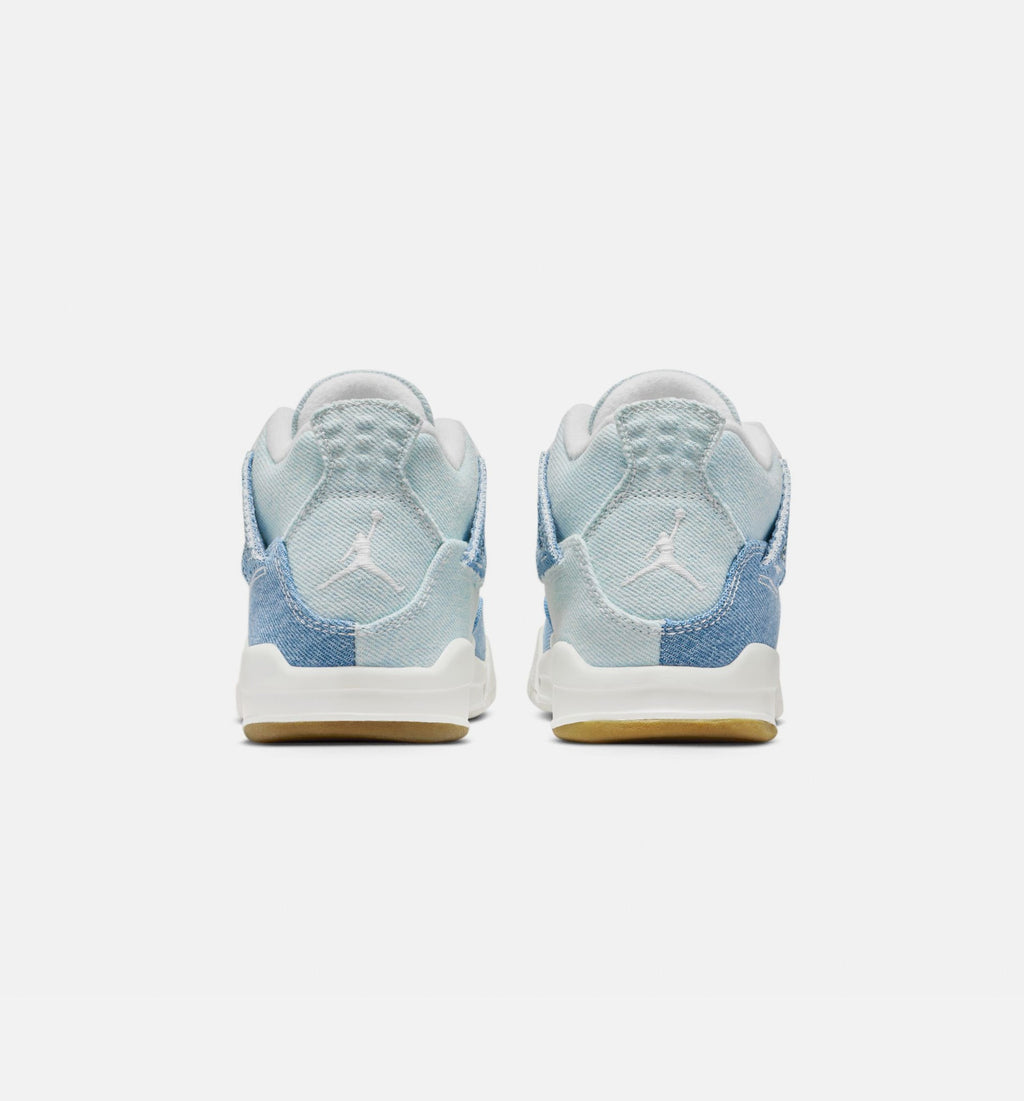 Air Jordan 4 Retro Worn Blue Preschool Lifestyle Shoe – Sail / Worn Blue / Metallic Gold