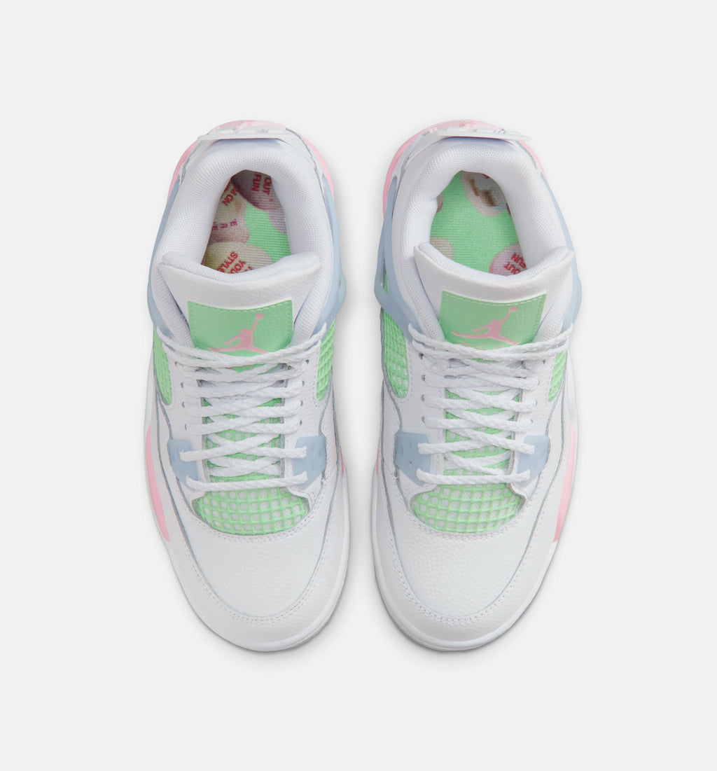 Air Jordan 4 Retro Medium Soft Pink Grade School Lifestyle Shoe – White / Medium Soft Pink / Half Blue