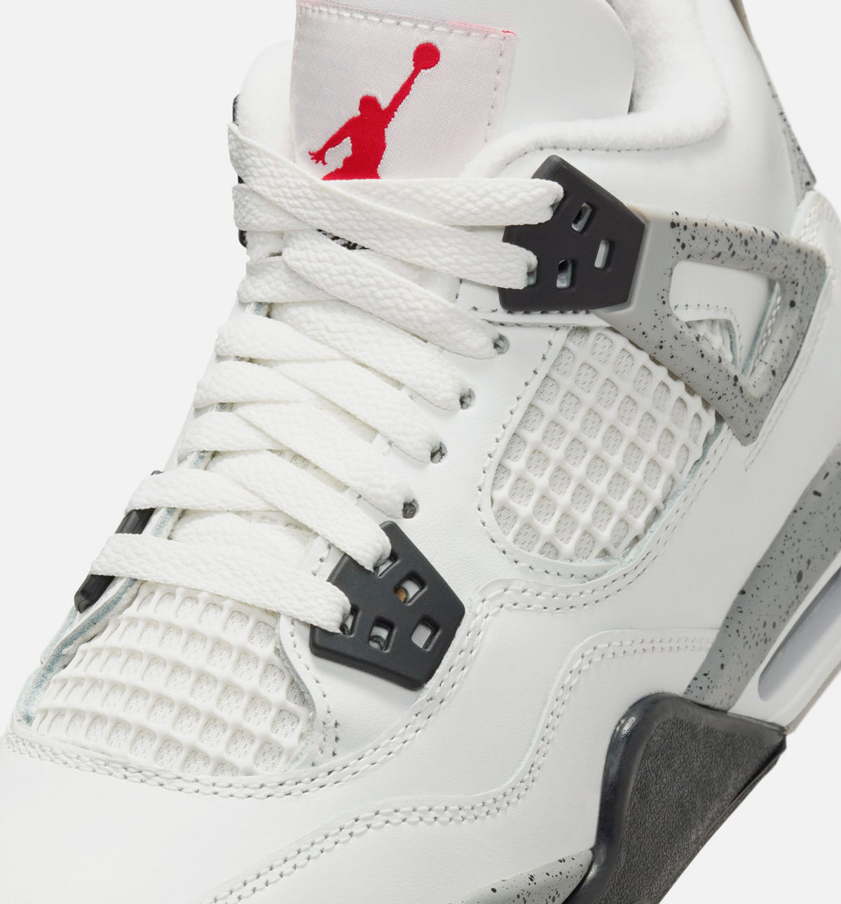 Air Jordan 4 Retro White Cement Grade School Lifestyle Shoe – Summit White / Fire Red / Cement Grey / Black