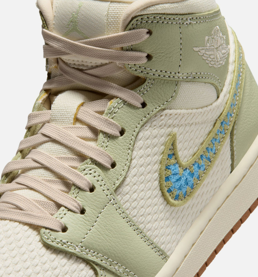 Air Jordan 1 Mid SE Women's Lifestyle Shoe – Olive Aura / Pearl White / Lawn