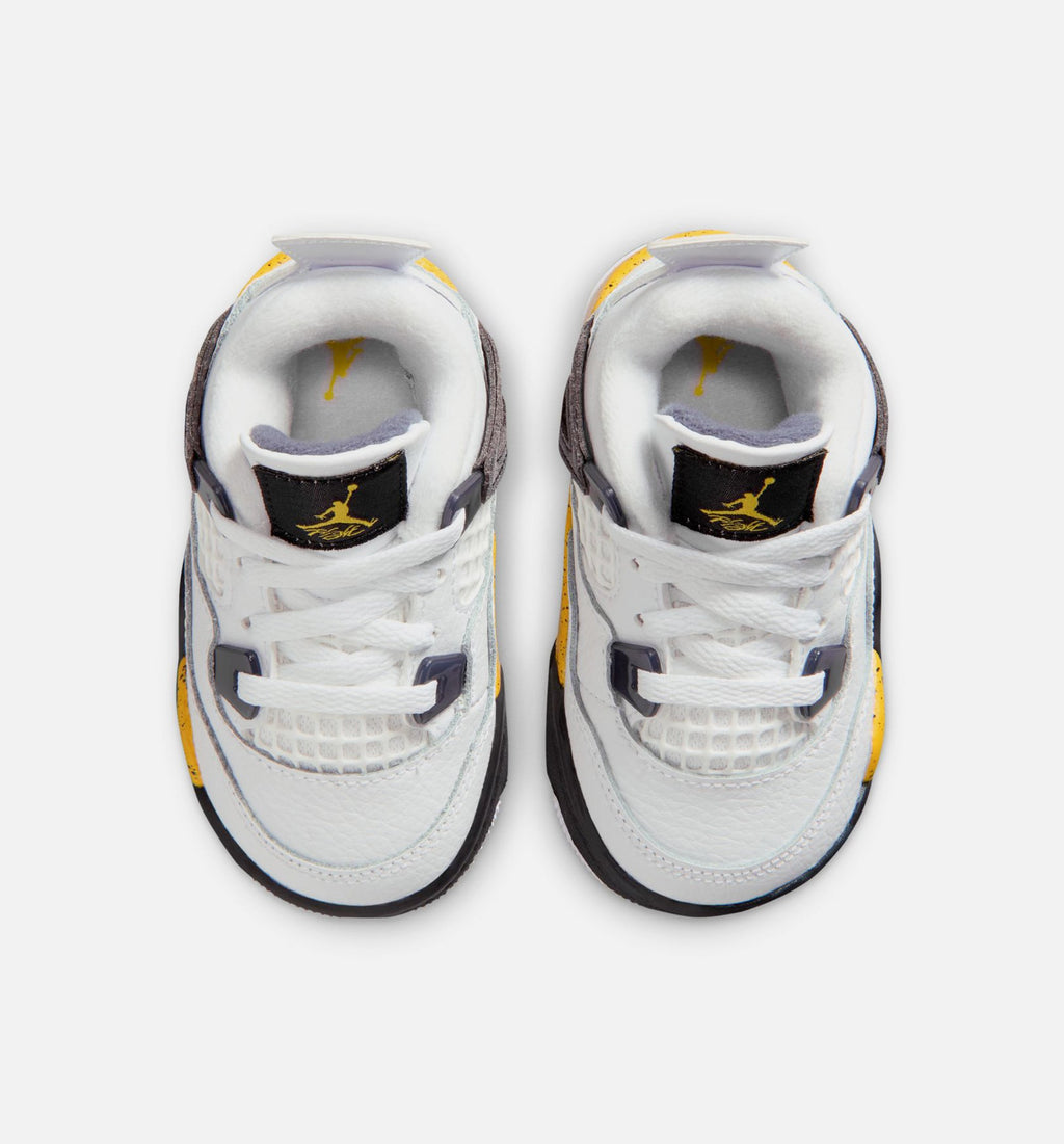 Air Jordan 4 Retro Rare Air Tour Yellow Infant & Toddler Lifestyle Shoe – White / Dark Blue Grey / Black / Tour Yellow