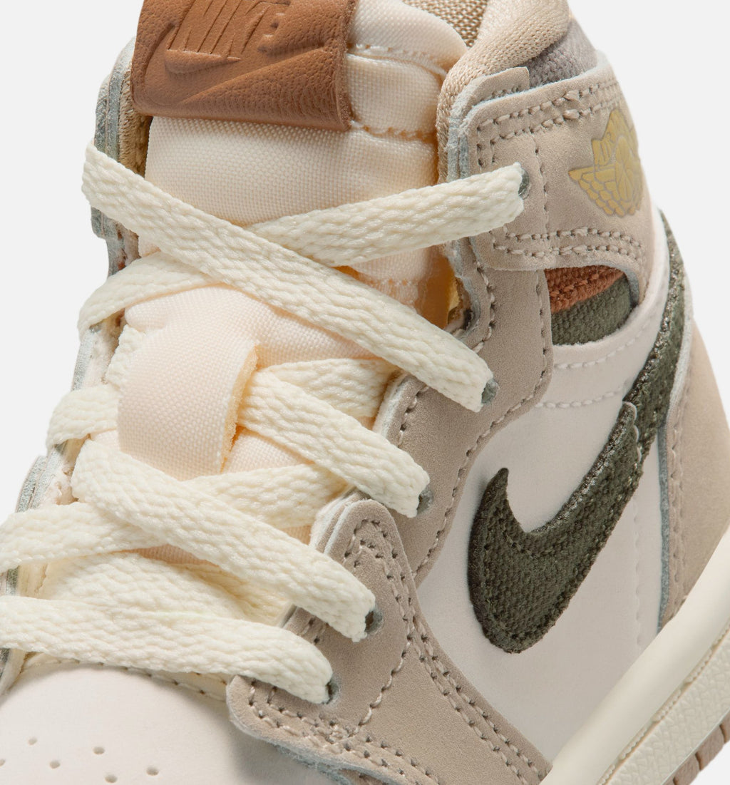 Air Jordan 1 Retro High OG Khaki Infant & Toddler Lifestyle Shoe – Khaki / Sail / Coconut Milk / Cargo Khaki