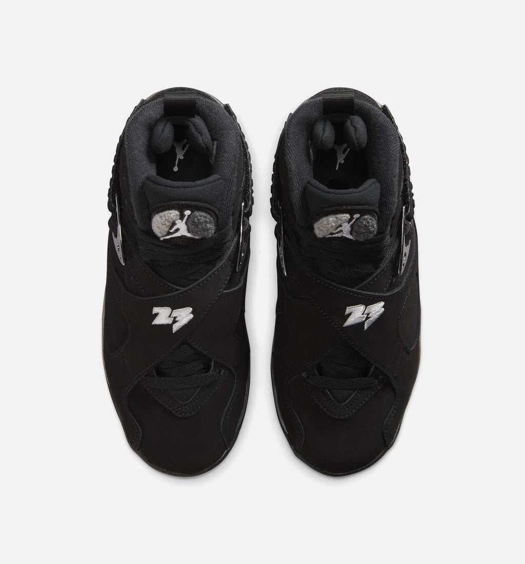 Air Jordan 8 Retro Chrome Black and Light Graphite Grade School Lifestyle Shoe – Black / White / Light Graphite