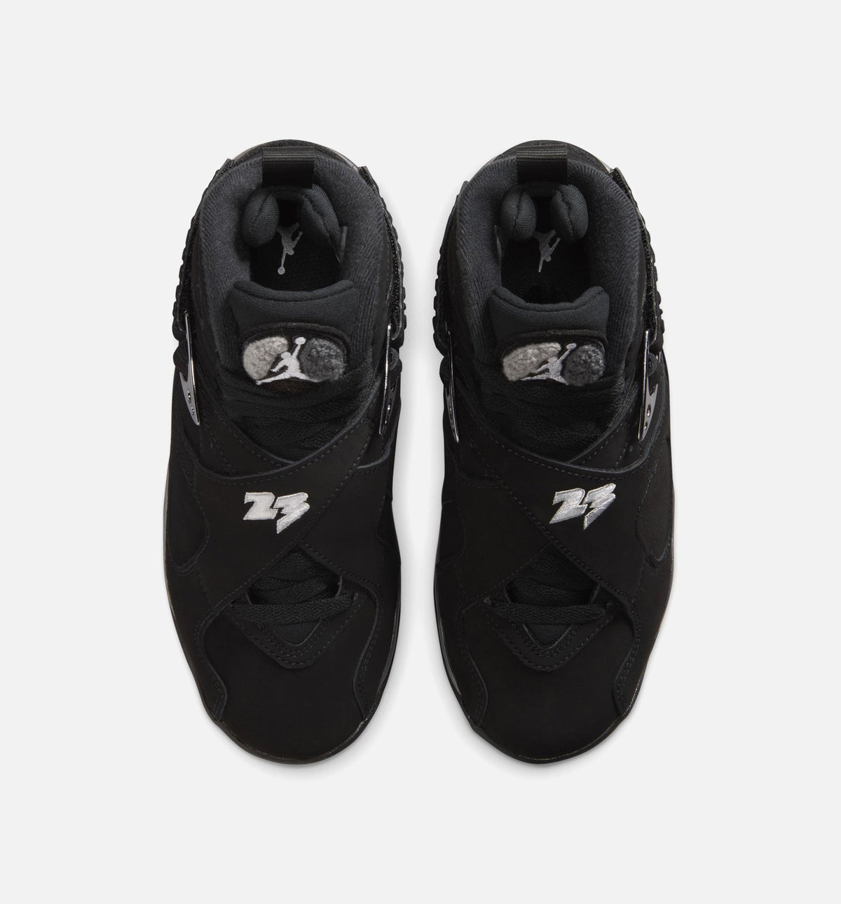 Air Jordan 8 Retro Chrome Black and Light Graphite Grade School Lifestyle Shoe – Black / White / Light Graphite