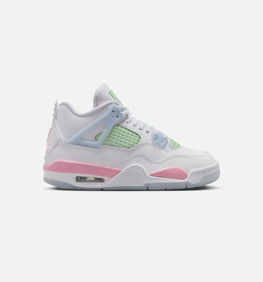 Air Jordan 4 Retro Medium Soft Pink Grade School Lifestyle Shoe – White / Medium Soft Pink / Half Blue