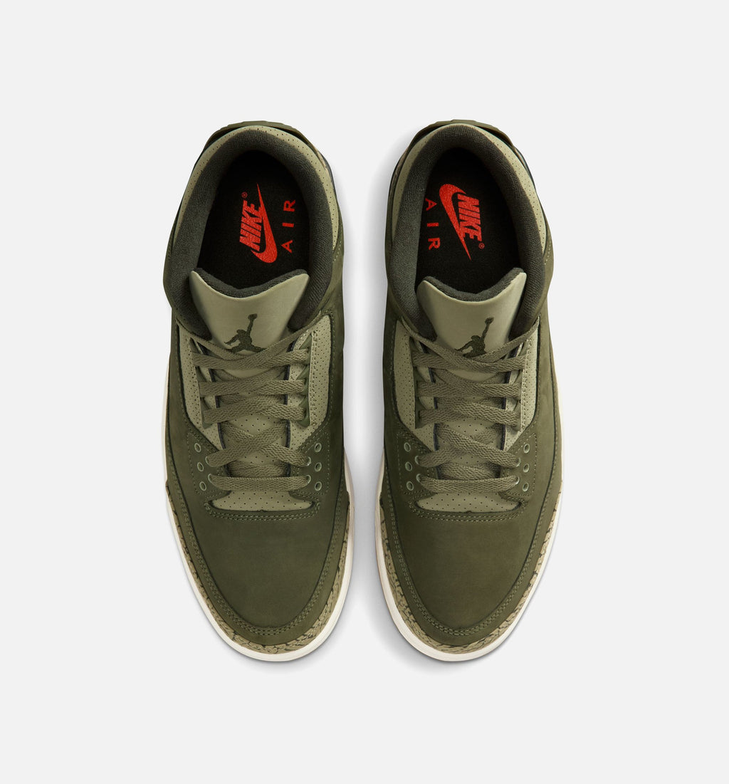 Air Jordan 3 Retro Medium Olive Men's Lifestyle Shoe – Medium Olive / Sequoia / Neutral Olive / Sail / Total Crimson