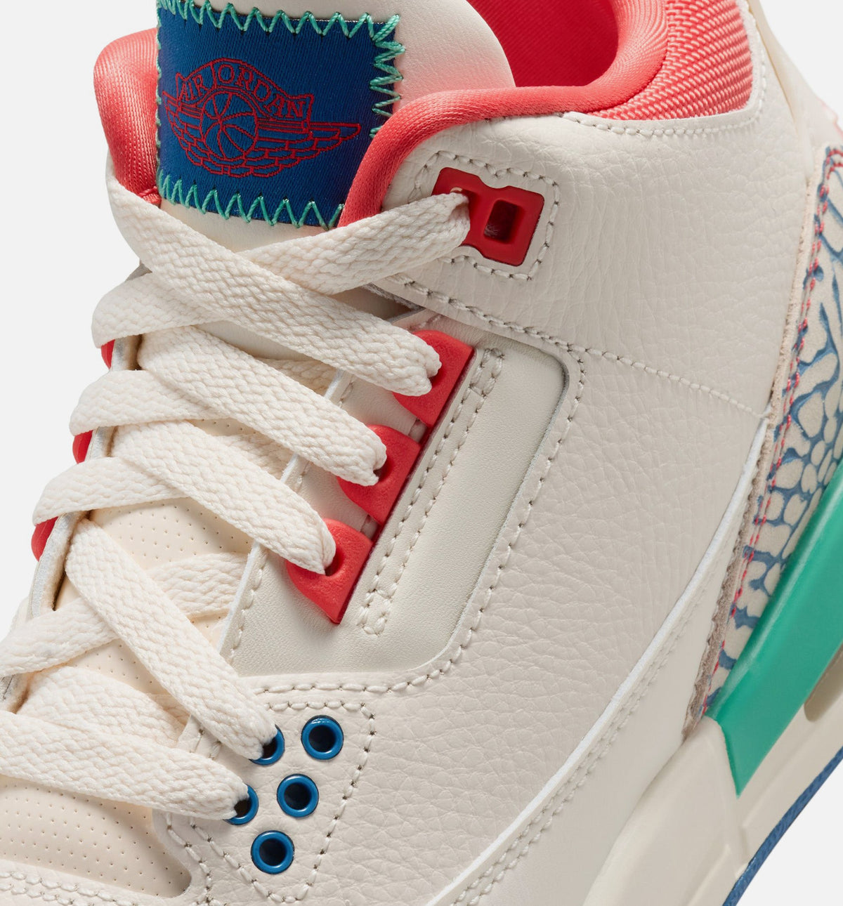 Air Jordan 3 Retro Play Your Way Grade School Lifestyle Shoe – Chalk / Track Red / True Blue / Kinetic Green