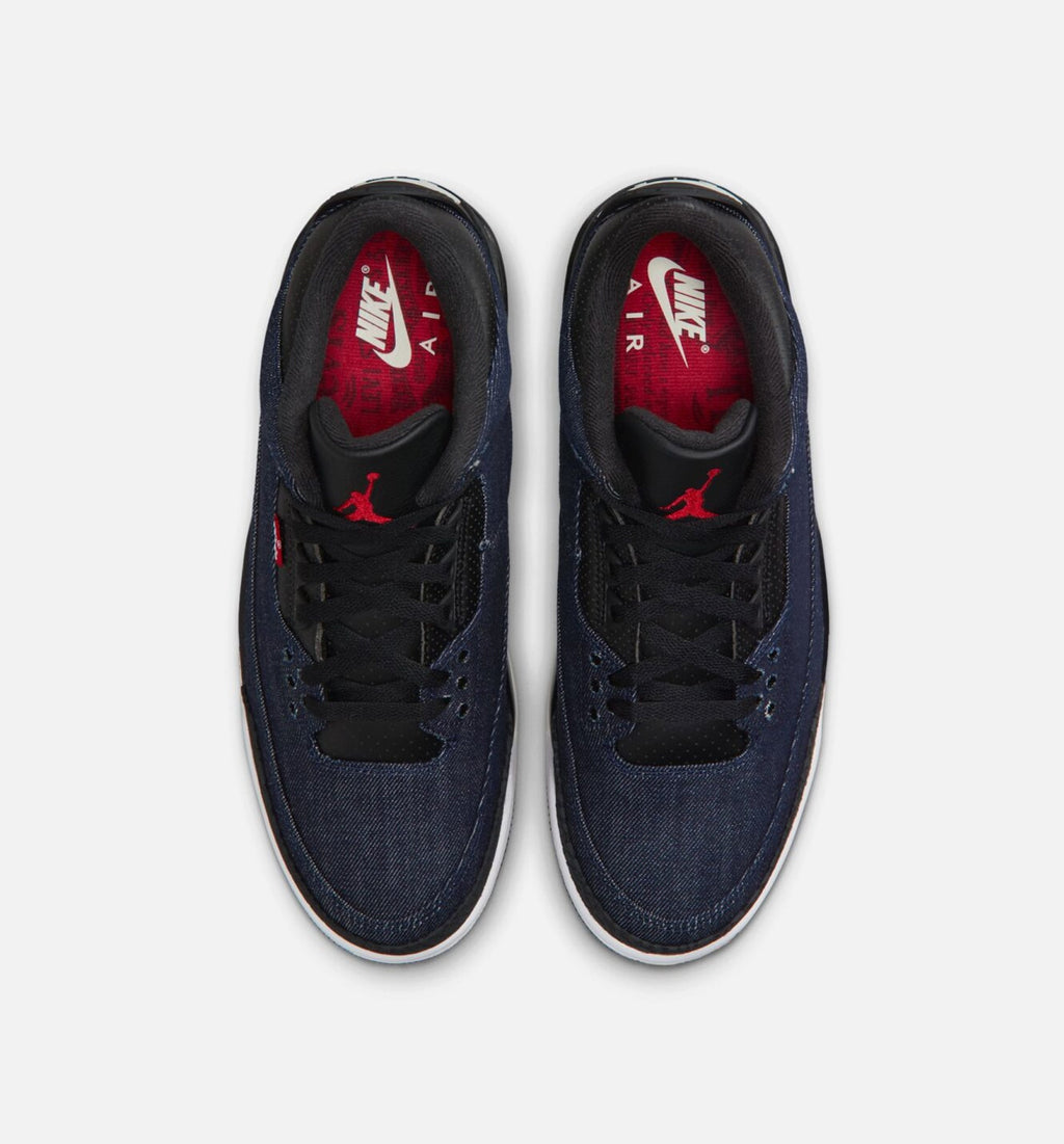 Air Jordan 3 x Levi's Indigo and Gym Red Men's Lifestyle Shoe – Denim / Black / Sail
